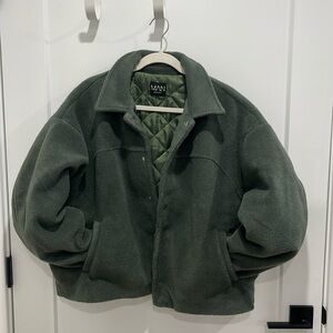 Military green, Medium, boxy cropped fit mens jacket